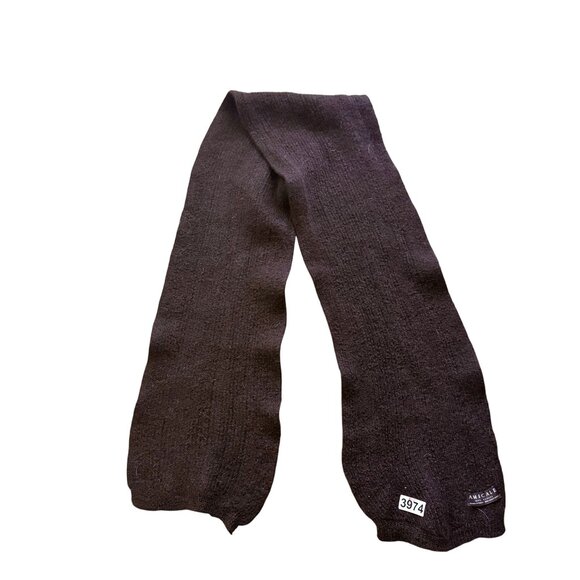 Amicale Women's Alpaca Scarf Shawl Brown Soft Ribbed Knit Travel - Picture 1 of 8